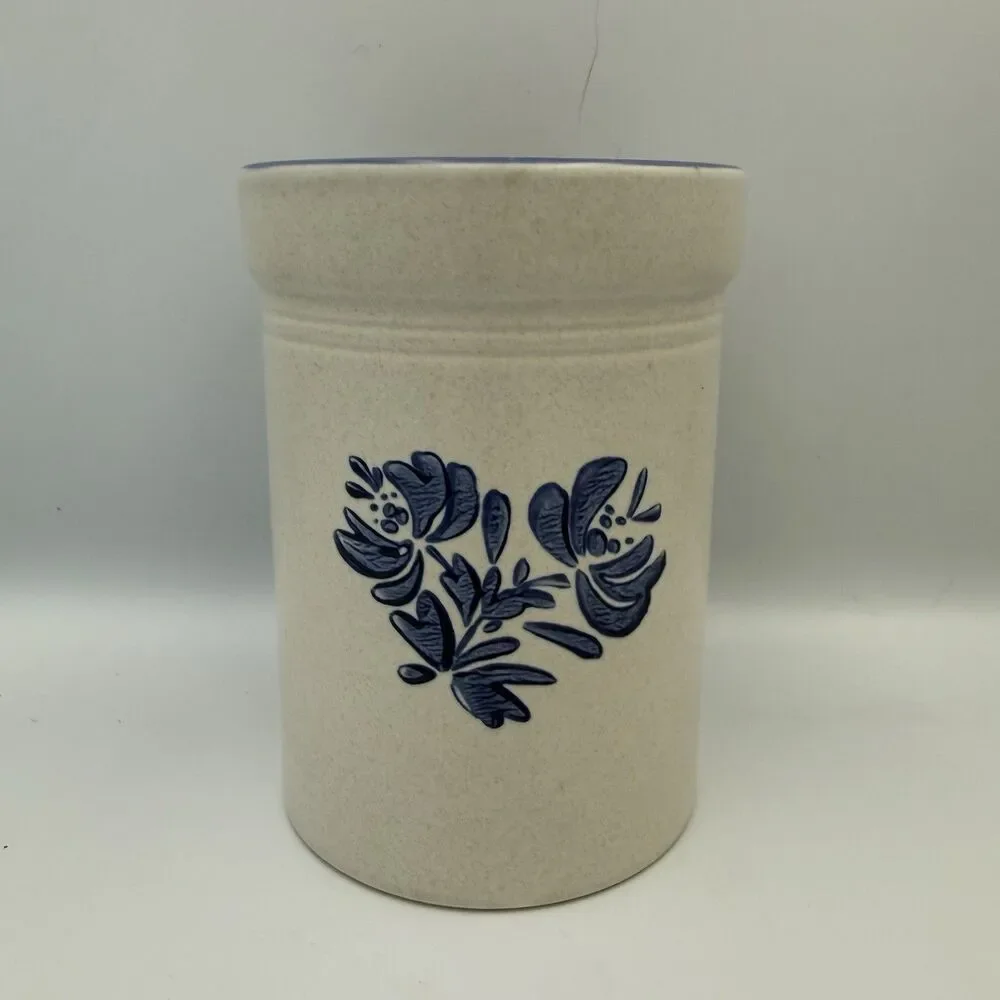 Vintage Pfaltzgraff Utensils Holder Crock Stoneware Yorktowne USA 6.5
